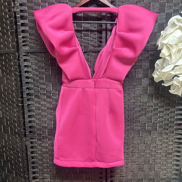 Mable Deep V-Neck Flutter Sleeve Mini Dress Size Small - Picture 7 of 10